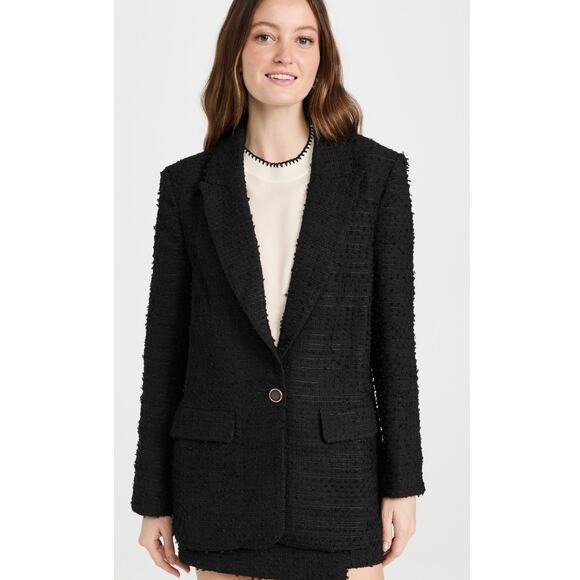 Endless Rose Tweed Single Breast Blazer Black Small Suiting Classic Staple - Picture 11 of 11